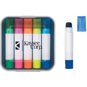 Vibrant 5-Pack Solid Gel Highlighter Set with Portable Storage Case
