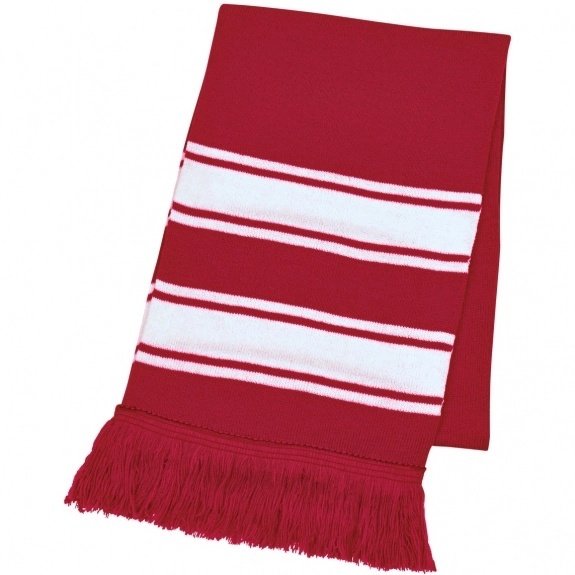 Striped Acrylic Knit Scarf with Fringed Edges - Image 5