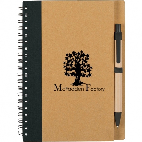 Eco-Friendly Recycled Spiral Notebook with Matching Paper Barrel Pen - Image 2