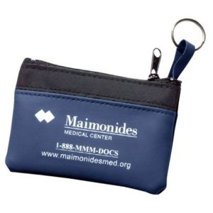 Compact Zippered Key and Coin Pouch with Integrated Key Ring