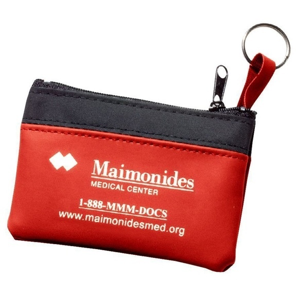 Compact Zippered Key and Coin Pouch with Integrated Key Ring - Image 2
