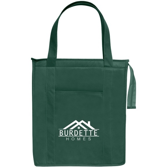 Large Insulated Non-Woven Grocery Tote Bag with Front Pocket - Image 2