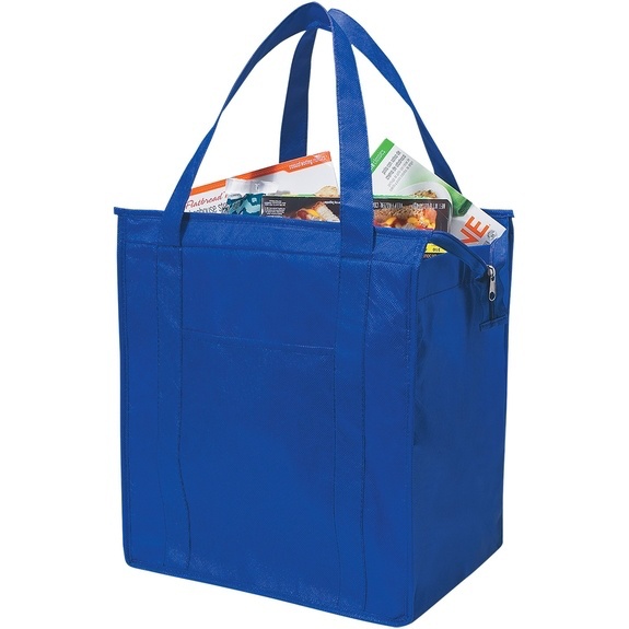Large Insulated Non-Woven Grocery Tote Bag with Front Pocket - Image 8