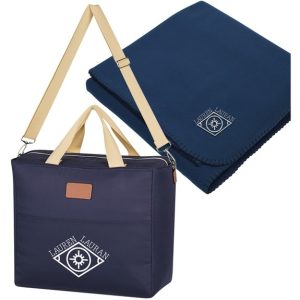 Insulated Outdoor Cooler Tote and Plush Stadium Blanket Leisure Set